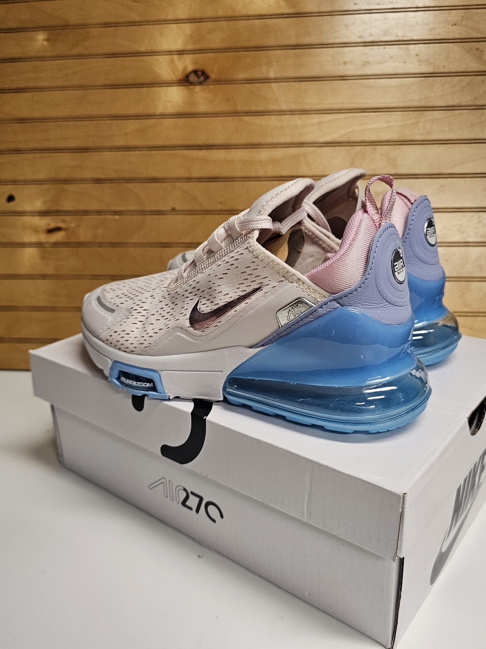 Nike Air Max 270 Women's Running Shoe - Light Pink/Blue New Size 7 - Picture 11 of 12